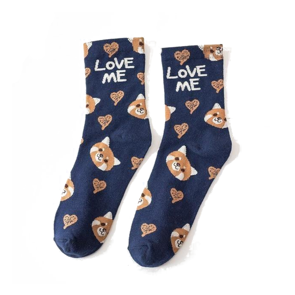 Cute Kawaii Animal Love Me Socks Cartoon Print Design For Women
