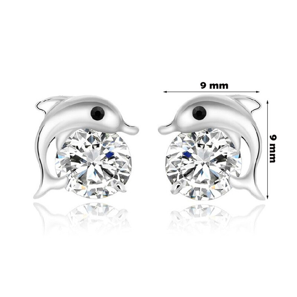 Veile Studios Cute Lovely Dolphin Cubic Zirconia Crystal Earrings