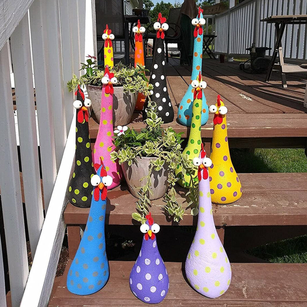 Cute Colourful Chicken Garden Ornaments Yard Decorations Ornaments & Statues