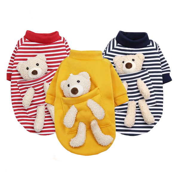 Cute Warm Puppy Small Dog Sweater With Teddy Bear Dog Costumes