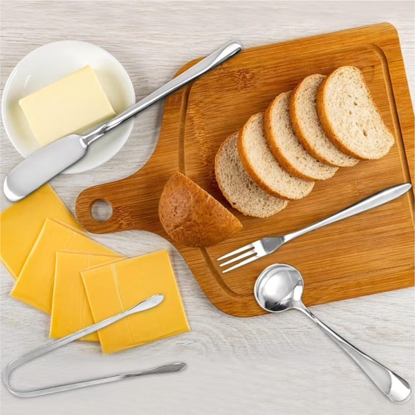 Cutlery Set 16 Piece Cheese Knife | Pastry Forks| Oval Coffee Spoons Kitchen Tongs & Serving Cutlery Sets