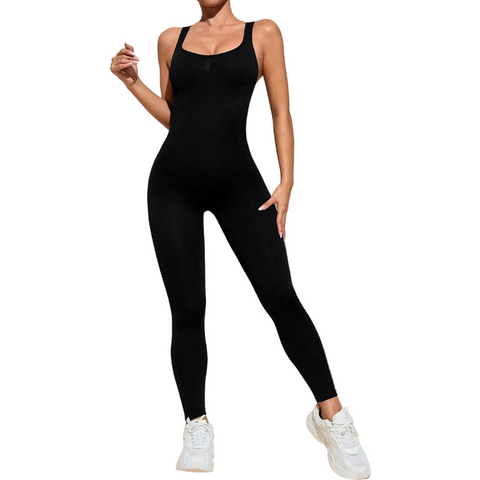 Cutout Wide Strap Active Jumpsuit Jumpsuits Rompers & Playsuits