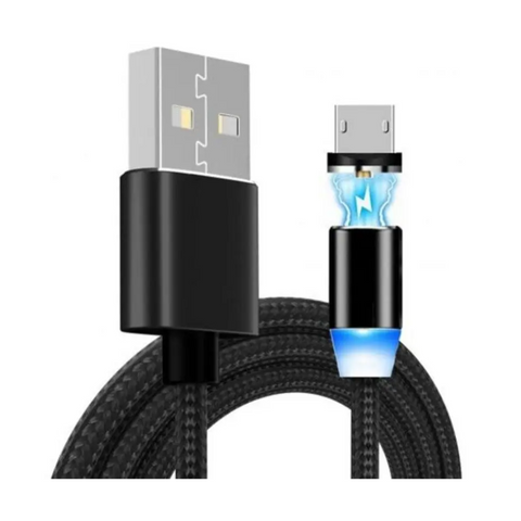 Nylon Braided Micro Usb Magnetic Charging Cable Black