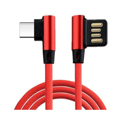Type Fast Charge Nylon Cord 90 Degree L Bending Data Sync Cable Red