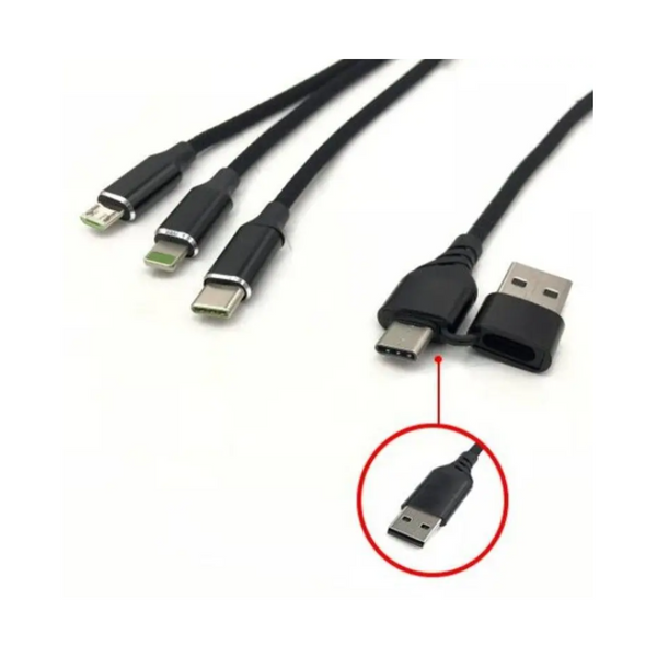 Usb To 3 In 1 Charge Cable For Ios 8 Pin Micro Type Port Device Black