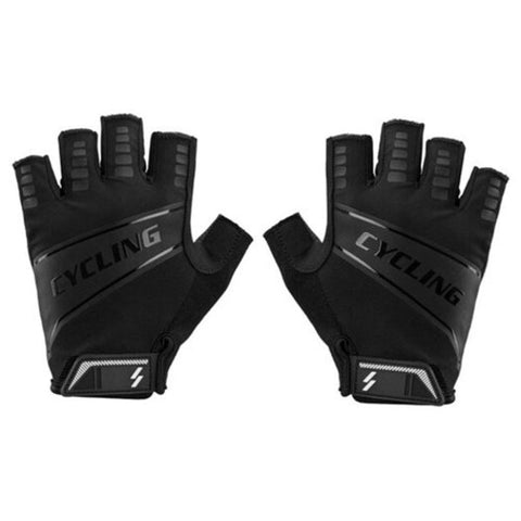 Cycling Bike Half Short Finger Gloves Shockproof Breathable Men Women Equipment Black Xxl