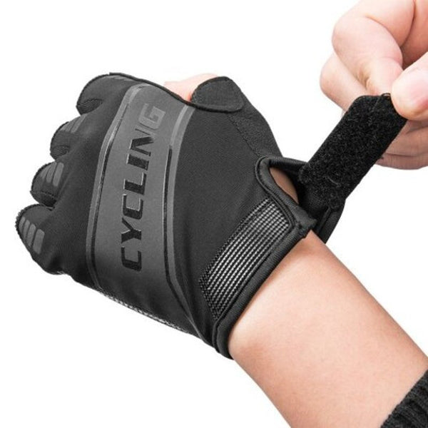 Cycling Bike Half Short Finger Shockproof Breathable Men Women Equipment Black Xxl Gloves
