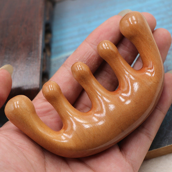 Natural Wood Wide Tooth Scraping Scalp Massage Comb Handheld No Static Head Tool Massagers