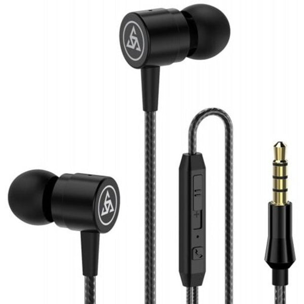 D1 Metal In Ear Headphones Line Control With Wheat Tuning Earphones Universal Mobile Phone Headset Black