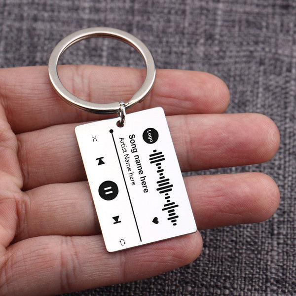 Mipgs Personalized Diy Custom Music Scan Code Keychain Stainless Steel Keyrings
