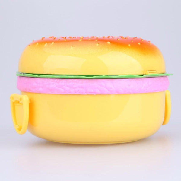 1000Ml Plastic Hamburger Bento Lunch Box Food Double Container Storage With Fork