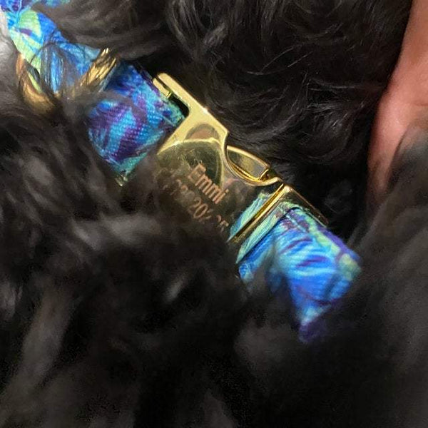 Handmade Personalized Floral Nylon Printed Dog Collar Leash Sets Leads & Head Collars