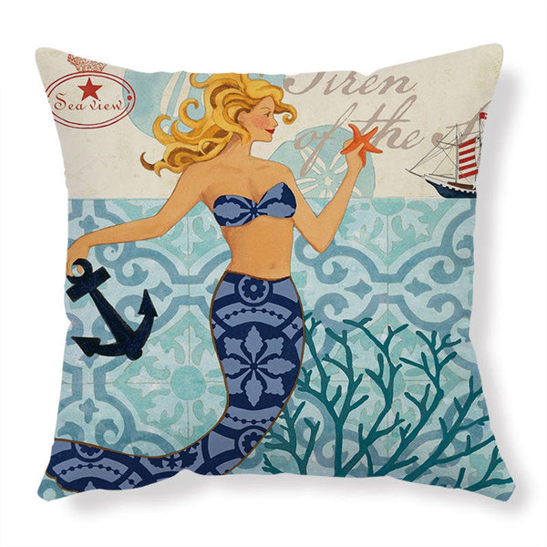 Cushion Covers Sea Printed Throw Pillow Cases For Home Decor Sofa Chair Seat Cushions & Decorative Pillows