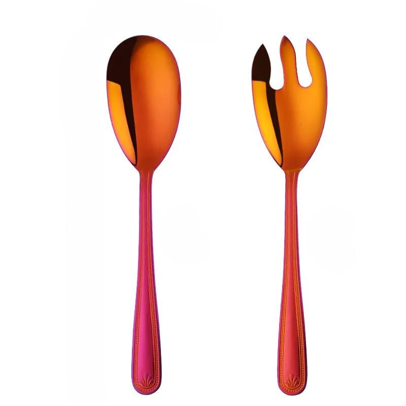 Red Rainbow Stainless Steel Giant Salad Spoon Fork Set Kitchenware Serving Utensils & Sets