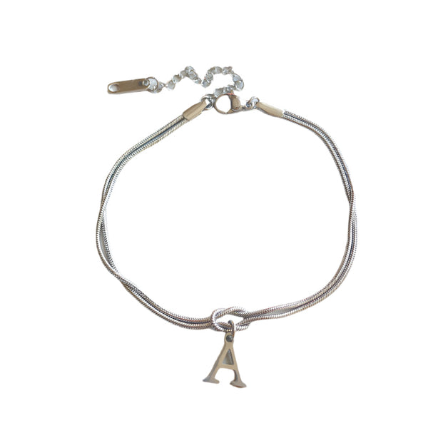 Veile Studios Letter A Z Love Knot For Women Couple Gold Colour Dainty Snake Chain Bracelets