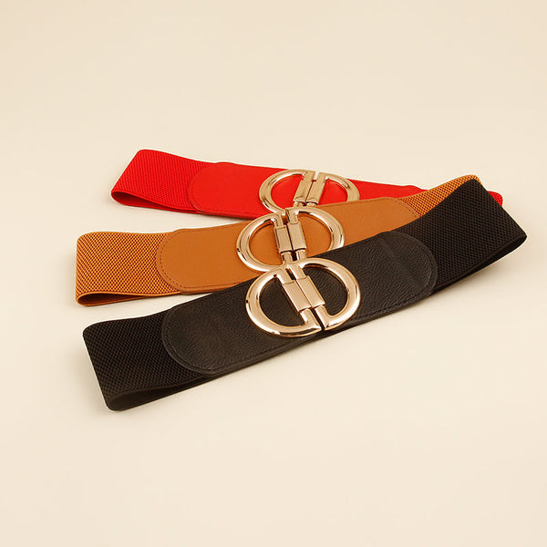 Retro D Word Buckle Elastic Belt Waist Seal Product Information Style Material Belts