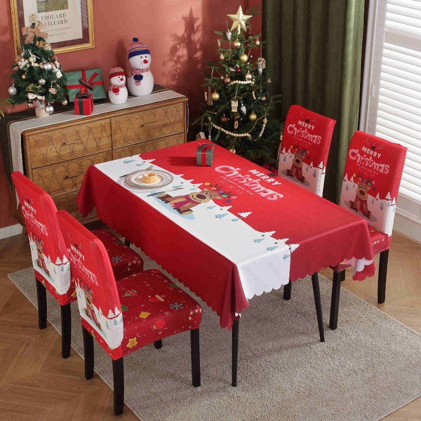 Printed Festive Christmas Table Cloths Chair Covers Party Decorations