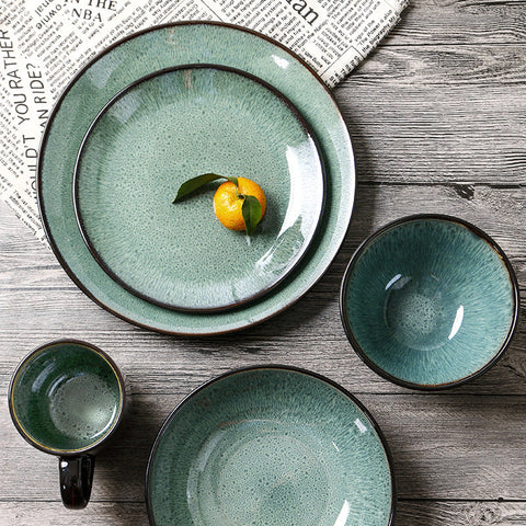 Nordic Malachite Green Glazed Ceramic Dinnerware