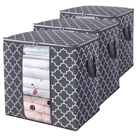 Non Woven Foldable Patterned Storage Bag With See Through Storage Bags