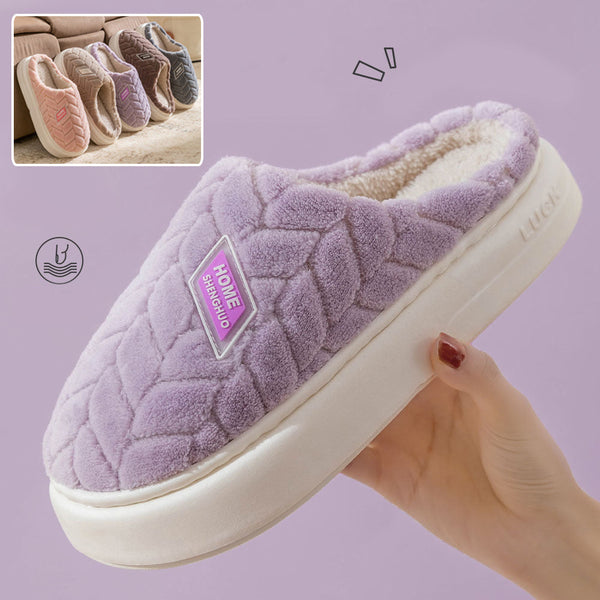 Non Slip Thick Soled Plush For Couples Winter Home Indoor Fleece Shoes Slippers