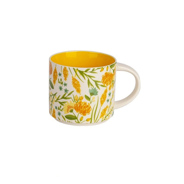 Flower Glaze Ceramic Cup Mug Household Large Capacity Breakfast 450Ml Mugs