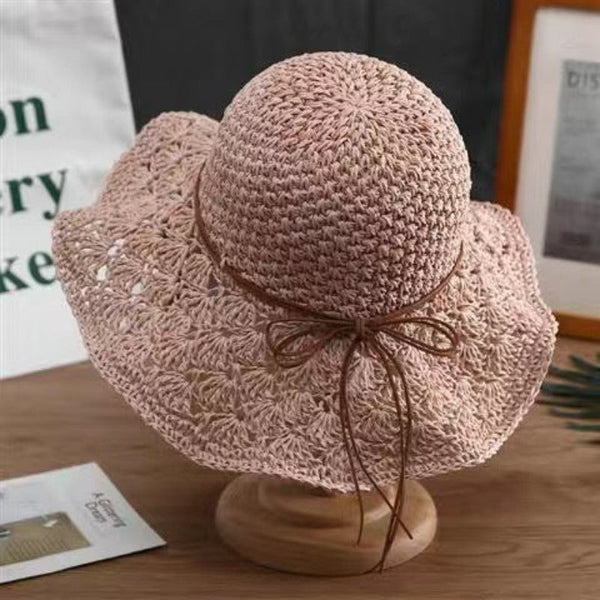 Fashionable Handmade Crochet Straw Hat Women Sun Protection Hats