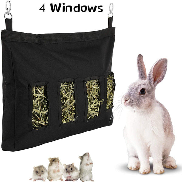 Blue 2 Holes Hanging Hay Storage Feeder Bag For Guinea Pigs Rabbits Hamsters 2 Holes Small Animal Supplies