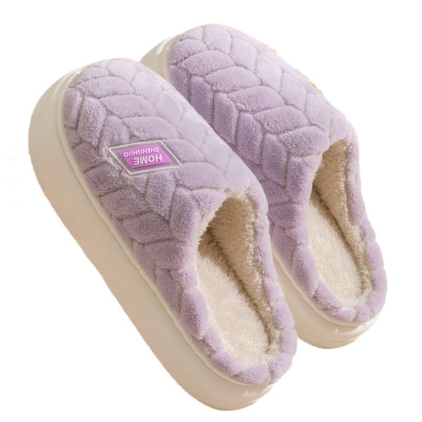 Non Slip Thick Soled Plush For Couples Winter Home Indoor Fleece Shoes Slippers