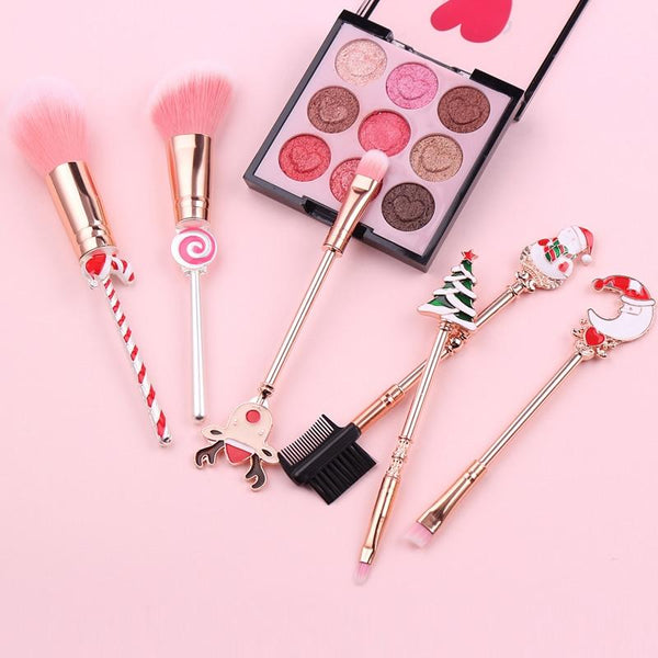 6Pcs / Set Christmas Makeup Stocking Fillers Brushes