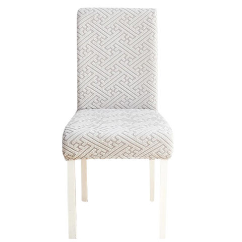 Chair Cover Light Grey Puzzle Design Anti Dirt Elastic Material For Dining Room Kitchen Slipcovers