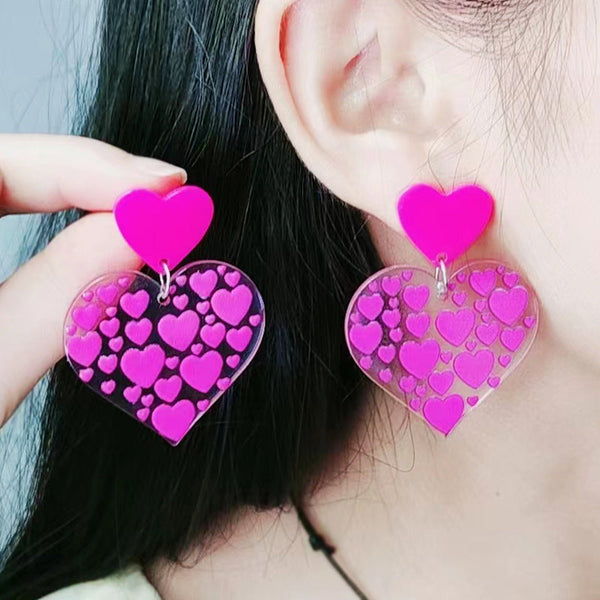 Veile Studios Valentines Day Rose Red Love Heart For Women Earrings