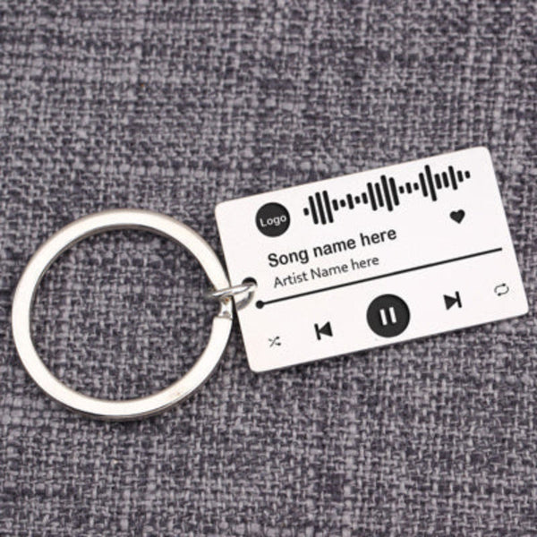 Mipgs Personalized Diy Custom Music Scan Code Keychain Stainless Steel Keyrings