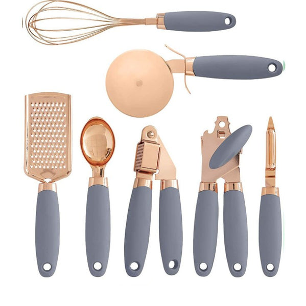 7Pcs Soft Touch Rose Gold Kitchen Utensils Set Cooking Utensils