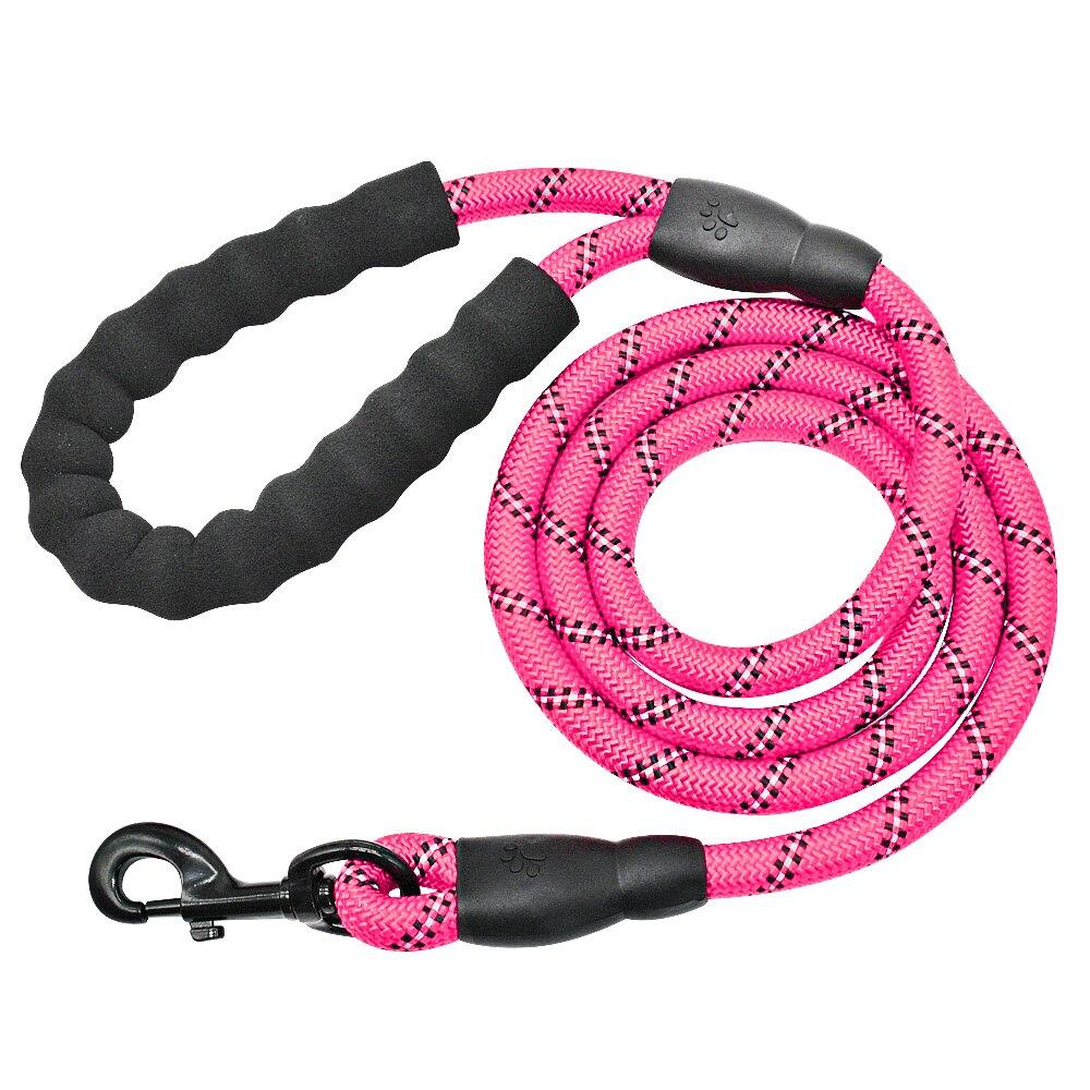 Pink Reflective Dog Pet Leash Rope Nylon Small Medium Large Dogs Puppy Leashes 150Cm Long Heavy Duty Leads & Head Collars