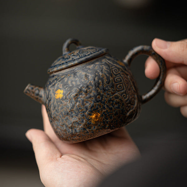 Handmade Teapot Old Rock Clay Kung Fu Stoneware Colored Glaze 180Ml Teapots