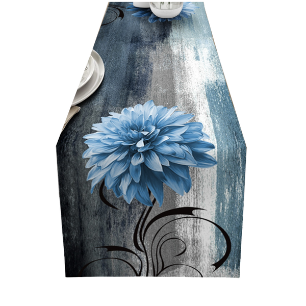 Dahlia Flower Print Table Runner Simple Home Party Dining Decor Tablecloth Table Runners