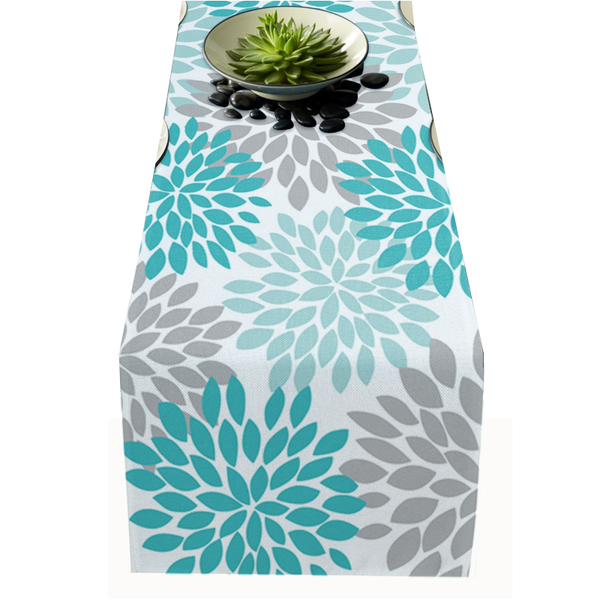 Dahlia Flower Print Table Runner Simple Home Party Dining Decor Tablecloth Table Runners
