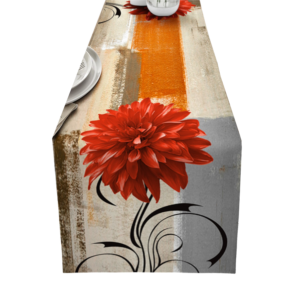 Dahlia Flower Print Table Runner Simple Home Party Dining Decor Tablecloth Table Runners