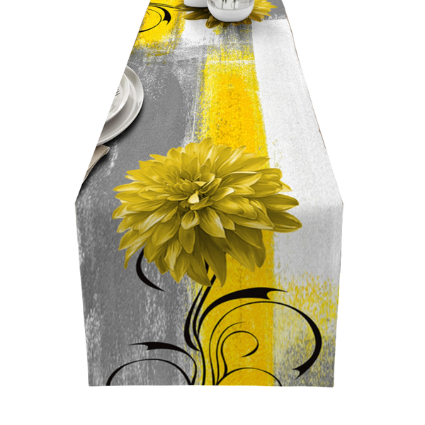 Dahlia Flower Print Table Runner Simple Home Party Dining Decor Tablecloth Table Runners