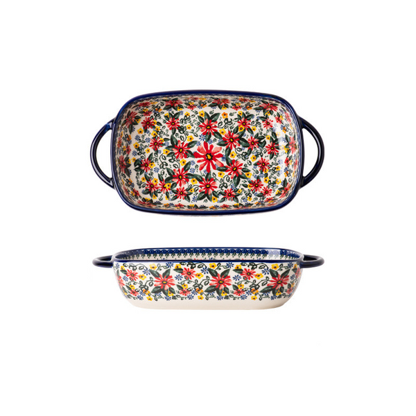 Daisy Floral Ceramic Handle Baking Bowl Tray Kitchen Cookware Other Cookware