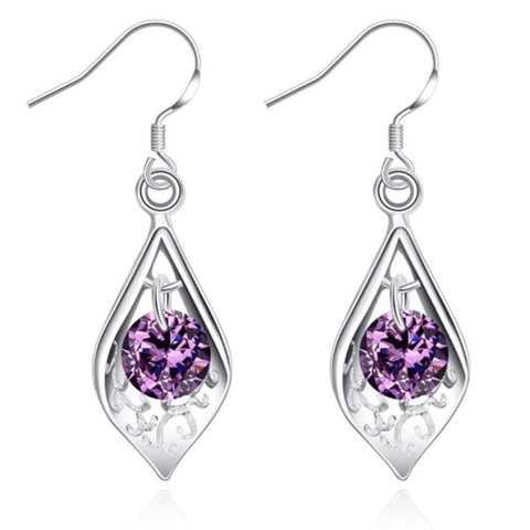 Veile Studios Dangle Eardrop Shell With Purple Zircon Earrings