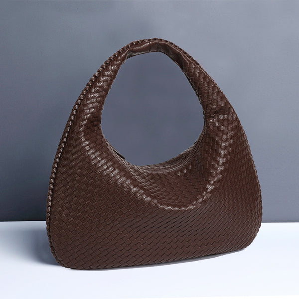 Elegant Woven Pu Leather Hobo Bag Stylish Large Capacity Shoulder Handbag For Women Women's Bags & Handbags