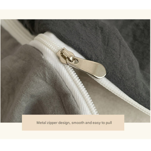 Dark Grey Solid Color 1.5M Bed Fitted Sheet Set With 200X230cm Duvet Cover 4 Piece Bedding Set Sheets