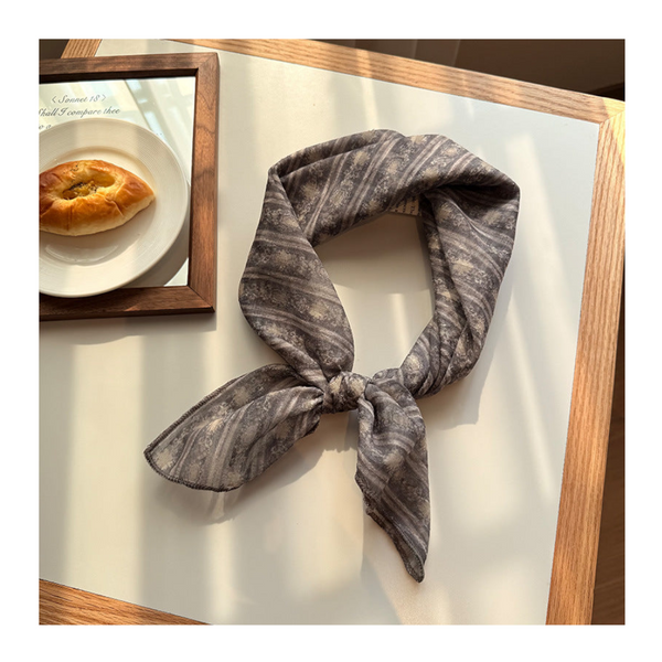 Style 11 Dark Grey Versatile Patterned Square Scarf | 65X65cm Lightweight Polyester Neckerchief Headband Vintage Polka Dot & Floral Scarves & Wraps