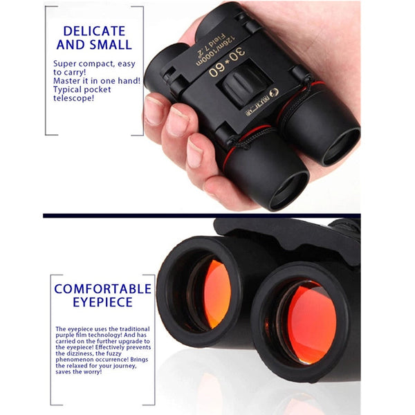 Day Night Vision Hd Binoculars 30 X 60 Zoom Telescope Outdoor Travel Camping Folding Binoculars & Monoculars
