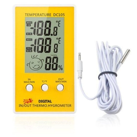 Dc105 Lcd Digital Thermometer Hygrometer Weather Station Household Indoor Yellow