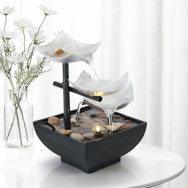Minimalist 3 Level Flowing Water Ornaments Desktop Fountain Decor Fountains