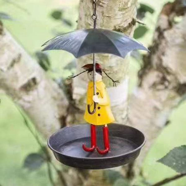Hanging Umbrella Girl Bird Feeder Garden Decor