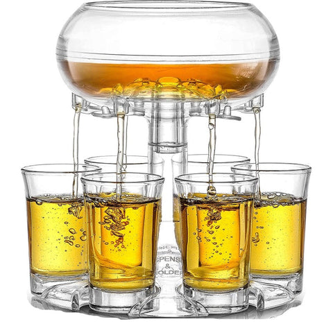 6-Shot Glass Dispenser Holder Wine Whisky Beer Rack Bar Accessory Drinking Party Games