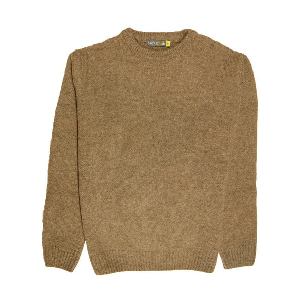 100% Shetland Wool Crew Round Neck Knit Jumper Pullover Mens Sweater Knitted - Nutmeg (23)